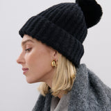 [Final Sale] Classic Pom Knit Beanie in Black