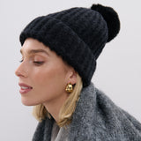 [Final Sale] Classic Pom Knit Beanie in Black