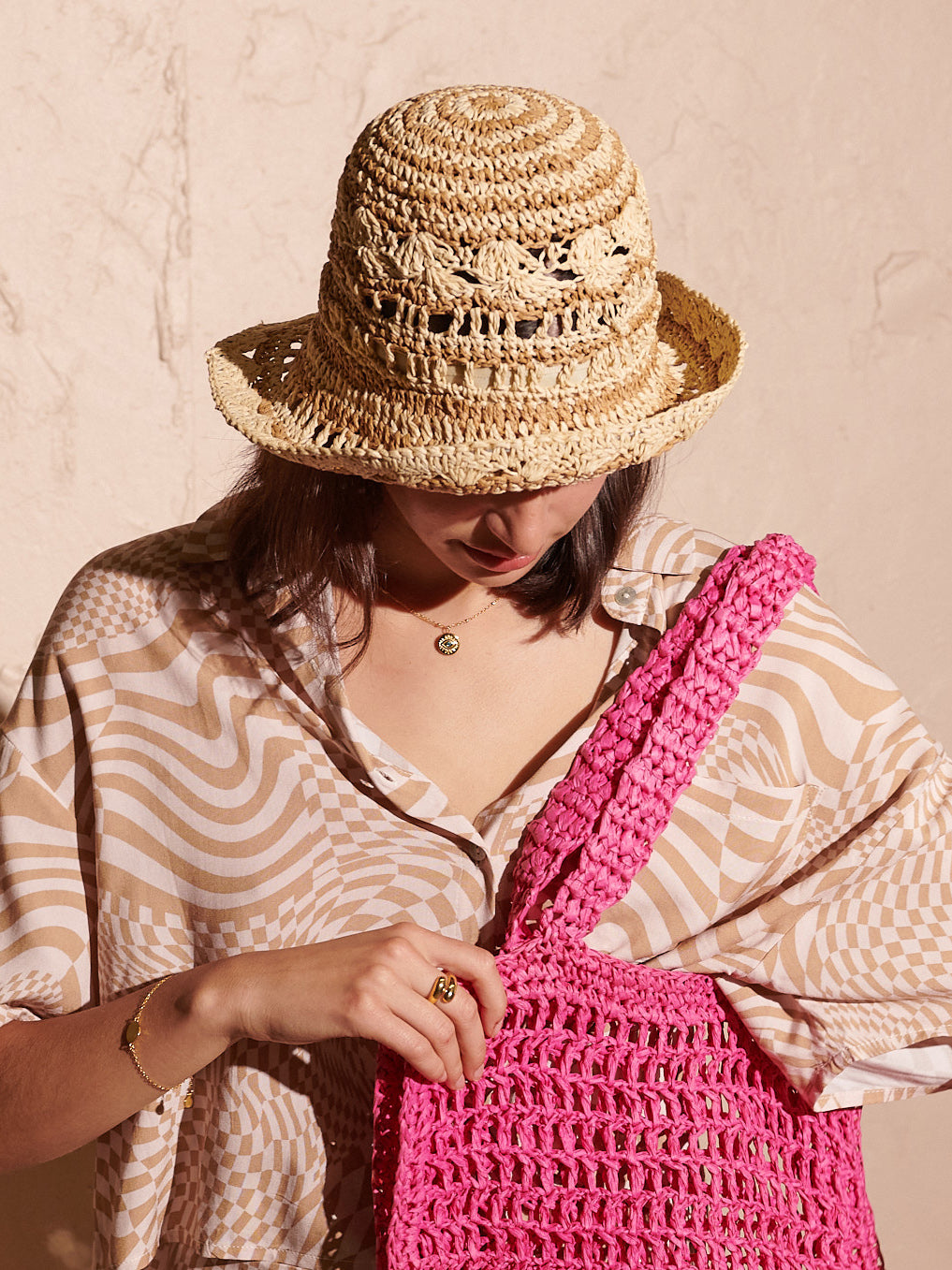 Crochet Summer Straw Hat in Natural