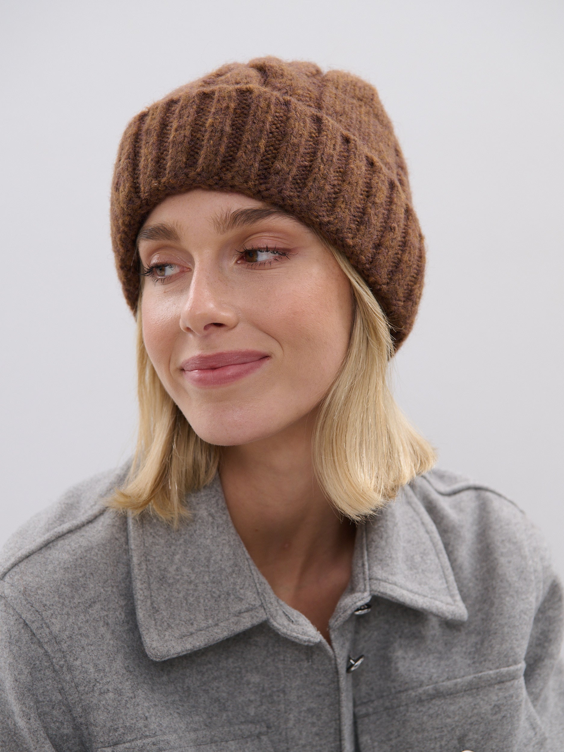 Chocolate Cable Knit Beanie
