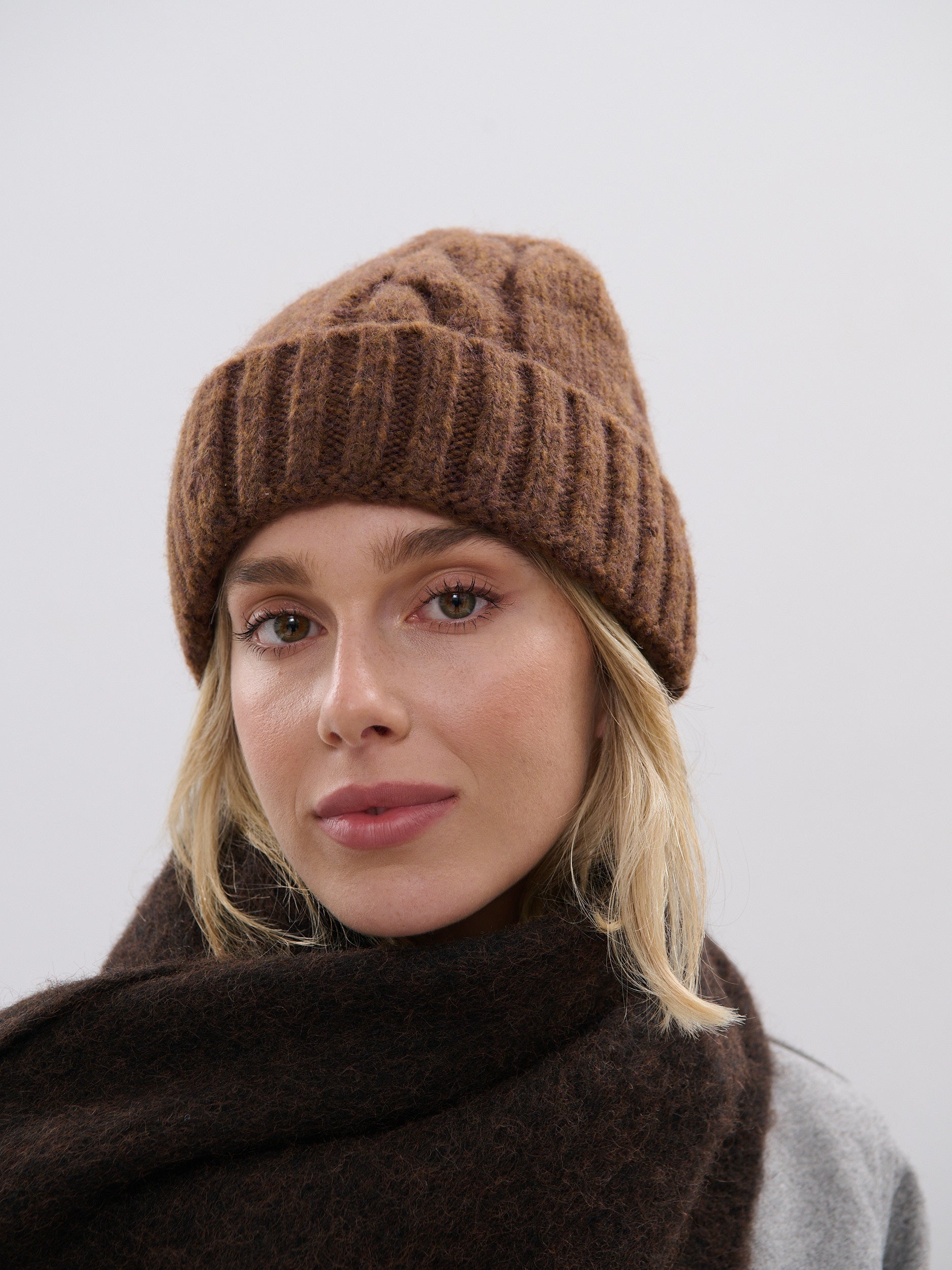 Chocolate Cable Knit Beanie