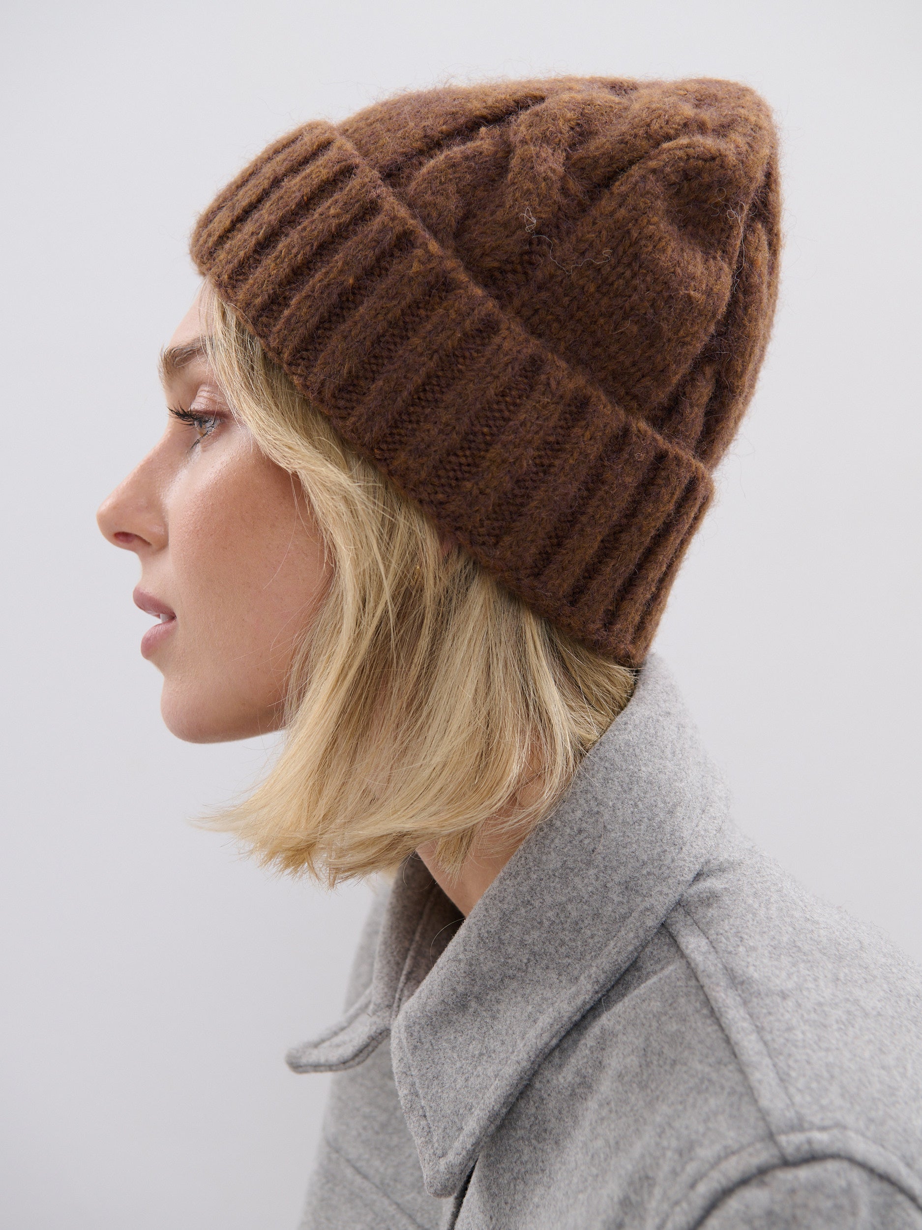 Chocolate Cable Knit Beanie