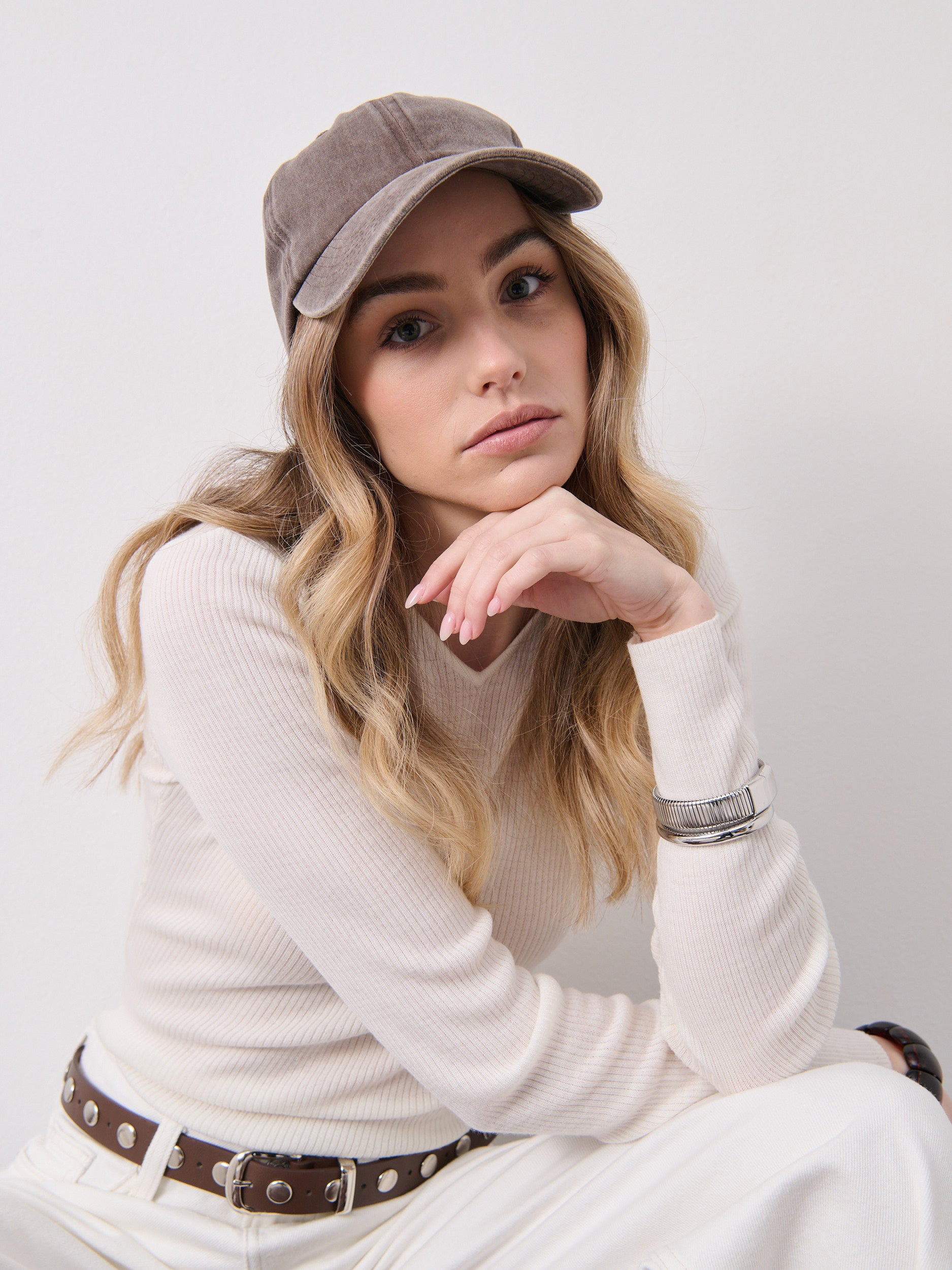 Christina Cotton Baseball Cap in Brown