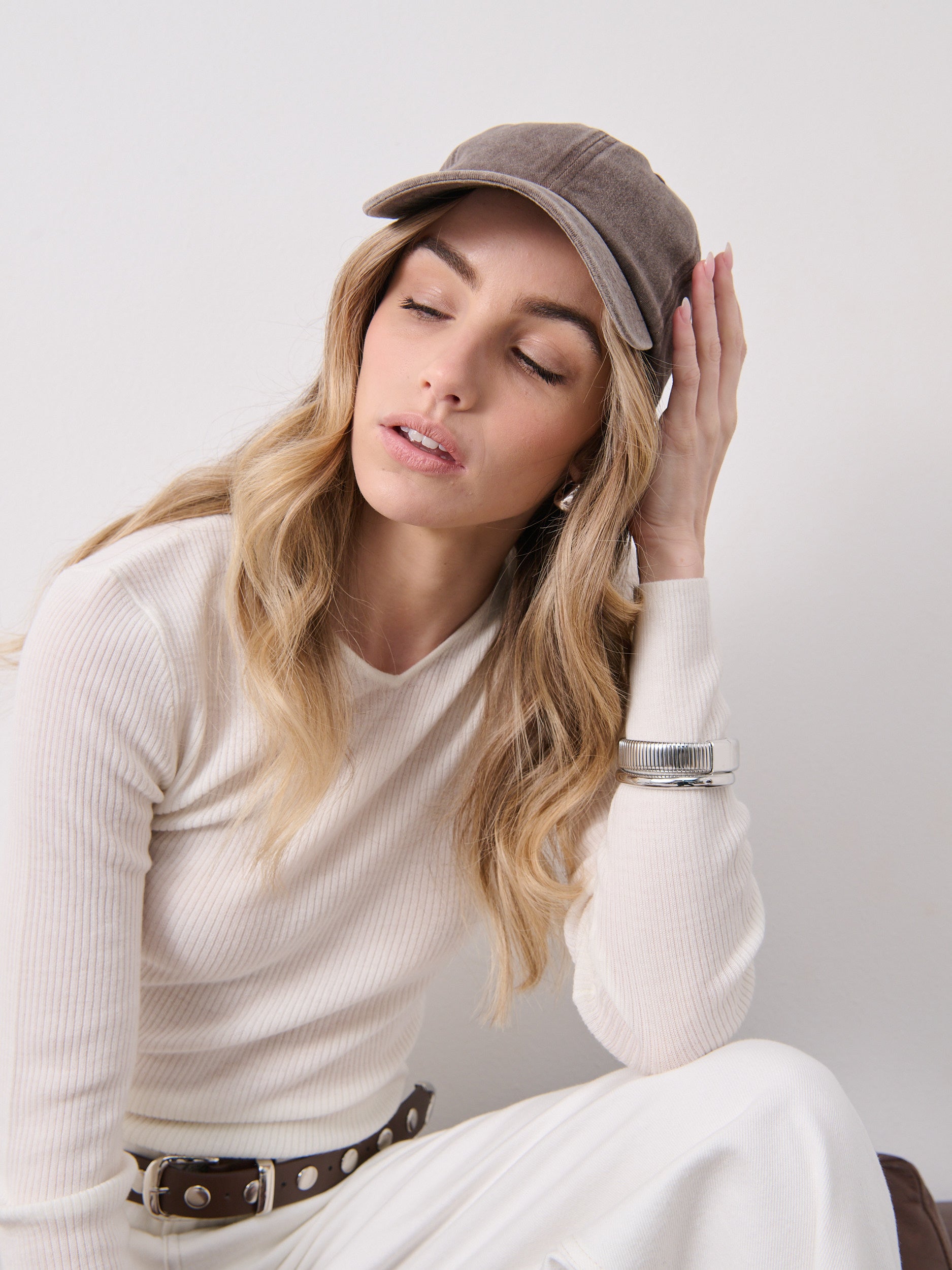 Christina Cotton Baseball Cap in Brown