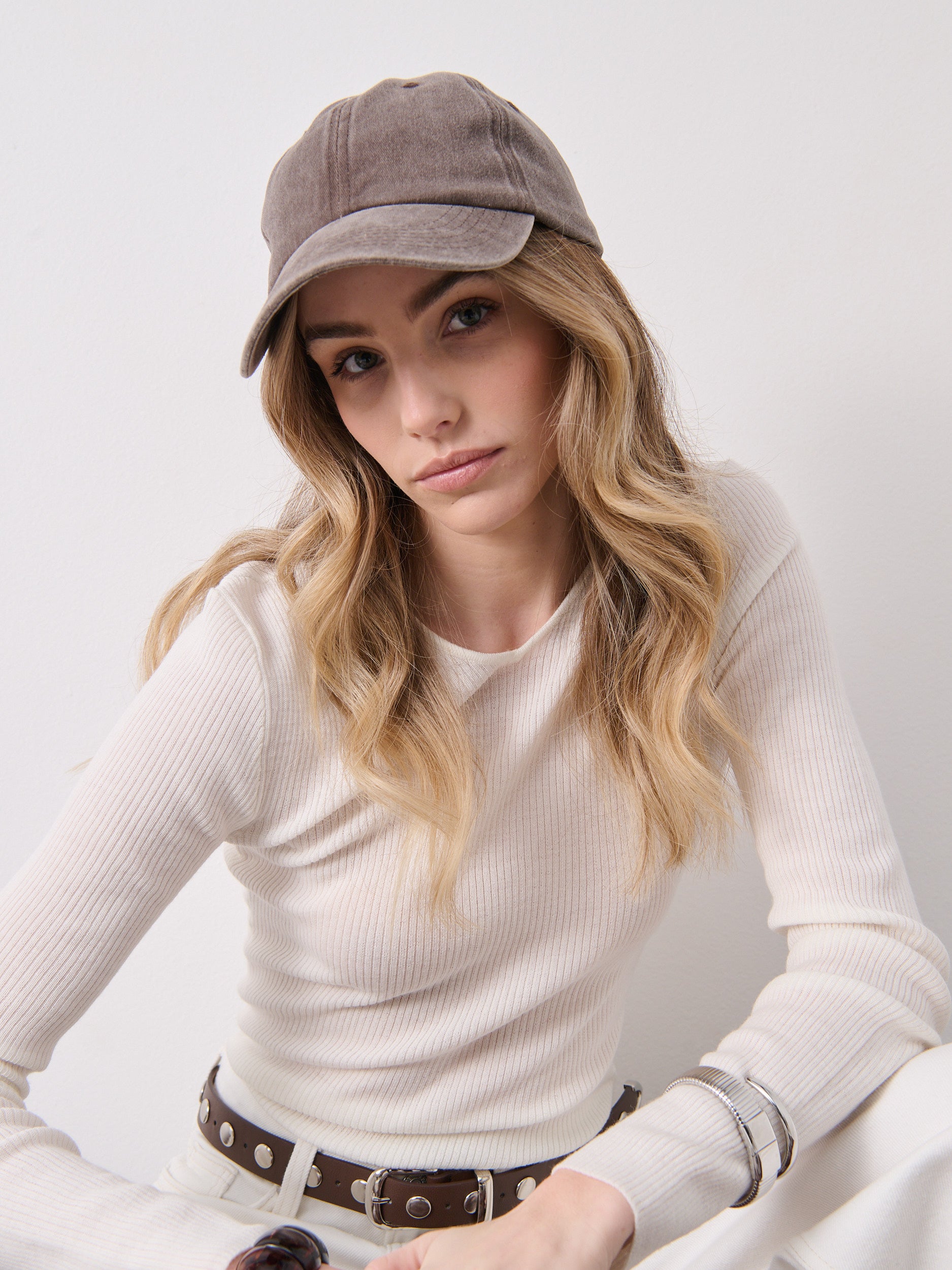 Christina Cotton Baseball Cap in Brown