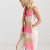 Neon Pink Checkered Fluffy Scarf