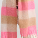 Neon Pink Checkered Fluffy Scarf
