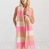 Neon Pink Checkered Fluffy Scarf