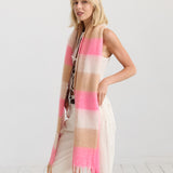 Neon Pink Checkered Fluffy Scarf