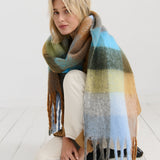 Biscuit Checkered Fluffy Scarf
