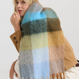 Biscuit Checkered Fluffy Scarf