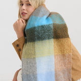 Biscuit Checkered Fluffy Scarf