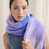 Betty Purple Check Fluffy Scarf