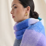 Betty Purple Check Fluffy Scarf