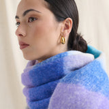 Betty Purple Check Fluffy Scarf