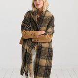Alya Brown Plaid Fluffy Scarf