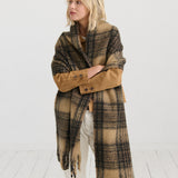 Alya Brown Plaid Fluffy Scarf