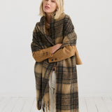 Alya Brown Plaid Fluffy Scarf