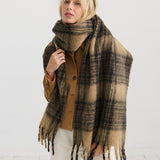 Alya Brown Plaid Fluffy Scarf