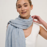 Pinstripe Cotton Lightweight Scarf in Blue