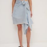 Pinstripe Cotton Lightweight Scarf in Blue