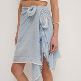 Pinstripe Cotton Lightweight Scarf in Blue