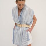 Acrylic Round Buckle Straw Belt in Beige