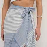 Blue Stripe Cotton Lightweight Scarf
