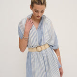 Blue Stripe Cotton Lightweight Scarf