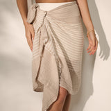 Beige Stripe Cotton Lightweight Scarf