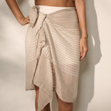 Beige Stripe Cotton Lightweight Scarf