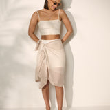 Beige Stripe Cotton Lightweight Scarf