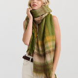 Matcha Checkered Fluffy Scarf