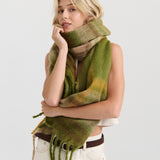 Matcha Checkered Fluffy Scarf