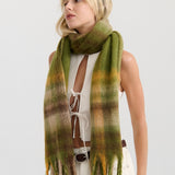 Matcha Checkered Fluffy Scarf