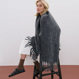 Betty Wool Plain Fluffy Scarf in Charcoal