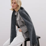 Betty Wool Plain Fluffy Scarf in Charcoal
