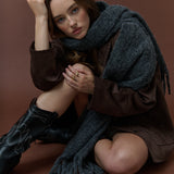 Betty Wool Plain Fluffy Scarf in Charcoal