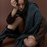 Betty Wool Plain Fluffy Scarf in Charcoal