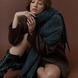 Betty Wool Plain Fluffy Scarf in Charcoal