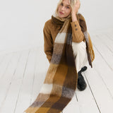 Dijon Checkered Fluffy Scarf