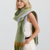 Lany Checkered Fluffy Scarf in Green