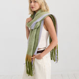 Lany Checkered Fluffy Scarf in Green