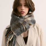 Classic Check Fluff Scarf In Grey