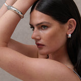 Metal Open Cuff Bangle in Silver