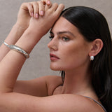 Metal Open Cuff Bangle in Silver