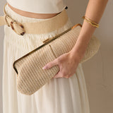 Bianca Straw Clutch Bag in Beige