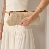 Bianca Straw Clutch Bag in Beige