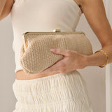 Bianca Straw Clutch Bag in Beige