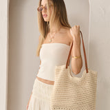 [Euro Summer] Cotton Crochet Summer Tote Bag in Beige